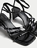 Leather Buckle Strappy Block Heel Sandals