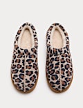 Suede Leopard Print Clog Slippers
