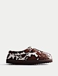 Suede Cow Print Clog Slippers