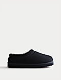 Suede Faux Fur Lined Mule Clog Slippers