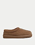 Suede Faux Fur Lined Mule Clog Slippers