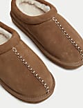 Suede Faux Fur Lined Mule Clog Slippers