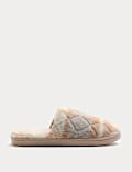 Printed Quilted Slippers with Secret Support