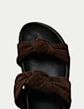 Suede Knot Footbed Sandals