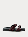 Leather Knot Flat Footbed Sandals