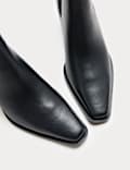 Leather Chelsea Block Heel Ankle Boots
