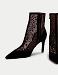 Mesh Heeled Ankle Boots