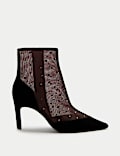 Mesh Heeled Ankle Boots