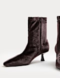 Velvet Kitten Heel Pointed Sock Boots