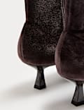 Velvet Kitten Heel Pointed Sock Boots