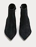 Wide Fit Suede Kitten Heel Pointed Ankle Boots