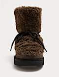 Borg Chunky Lace Up Winter Boots