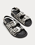 Ledersandalen mit Fußbett und Zebraprint