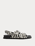 Ledersandalen mit Fußbett und Zebraprint