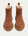 Wide Fit Suede Faux Fur Lining Flat Ankle Boots