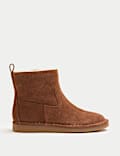 Wide Fit Suede Faux Fur Lining Flat Ankle Boots