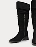 Suede Square Toe Knee High Boots
