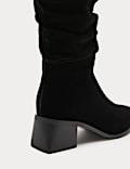 Suede Square Toe Knee High Boots