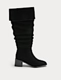 Suede Square Toe Knee High Boots