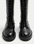 Bottes hauteur genou en cuir à lacets