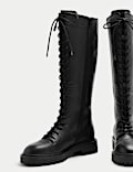 Bottes hauteur genou en cuir à lacets