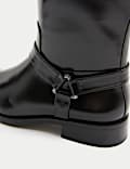 Leather Buckle Knee High Riding Boots