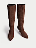 Suede Kitten Heel Pointed Knee High Boots