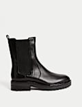 Bottines Chelsea en cuir à talons carrés