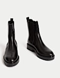Bottines Chelsea en cuir à talons carrés