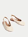Leather Woven Flat Slingback Shoes