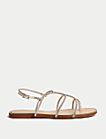 Sparkle Buckle Strappy Flat Sandals