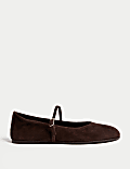 Suede Flat Mary Jane Ballet Pumps