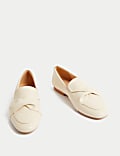 Leather Bow Slip On Loafers