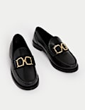 Leather Block Heel Loafers