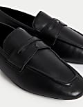 Wide Fit Leather Slip On Flat Loafers