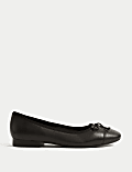 Leather Bow Flat Ballet Pumps