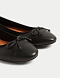 Leather Bow Flat Ballet Pumps