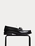 Leather Contrast Chain Detail Loafers
