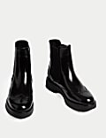 Μπότες chelsea brogue με φλατ χοντρή σόλα