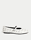 Studded Buckle Flat Ballet Pumps