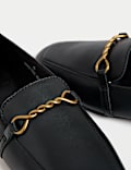 Suede Chain Trim Loafers