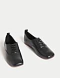 Leather Lace Up Flat Shoes