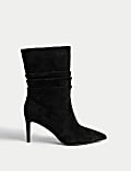 Suede Stiletto Heel Pointed Ankle Boots