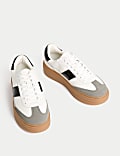 Leather Side Detail Platform Trainer