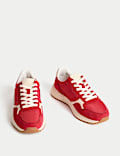 Suede Panel Lace-Up Trainers