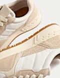 Suede Panel Lace-Up Trainers