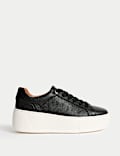 Leather Lace Up Platform Trainers with Freshfeet™