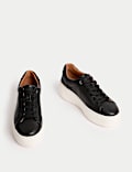 Leather Lace Up Platform Trainers with Freshfeet™