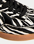 Leather Lace Up Zebra Print Trainers