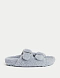 Borg Buckle Open Toe Slider Slippers